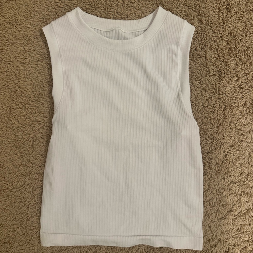 Athleta White Ribbed Tank Top
